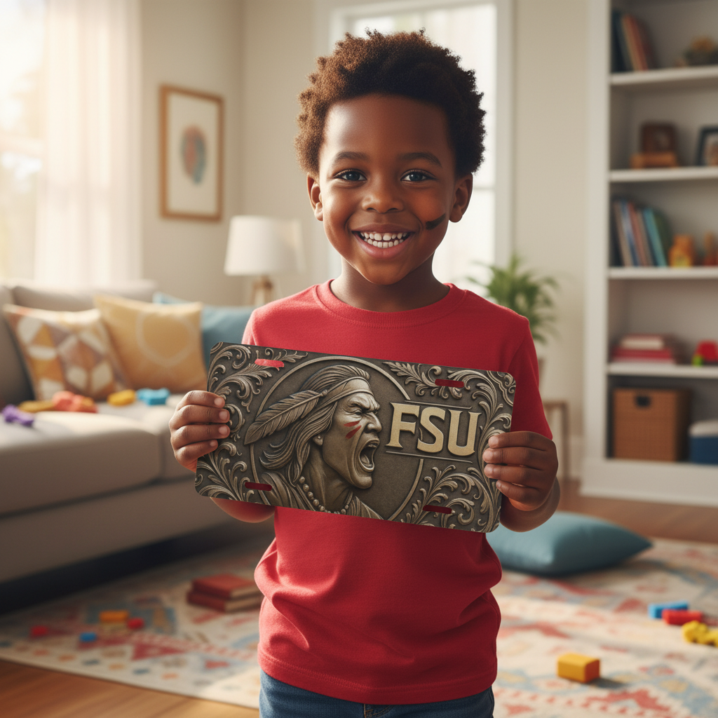 FSU License Plate 6"x12" Aluminum Car Tag | Metal Front Plate for Fans | Flat - Beyond Lines