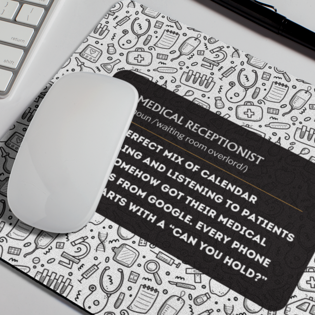 Funny Medical Receptionist Mouse Pad - Non-Slip & Spill-Resistant, Office Gift - Beyond Lines