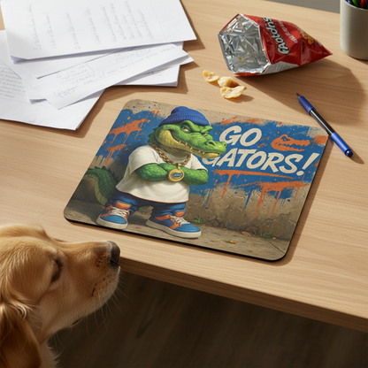 Go Gator Swag Mouse Pad - Street Style Alligator - Orange & Blue Desk Access