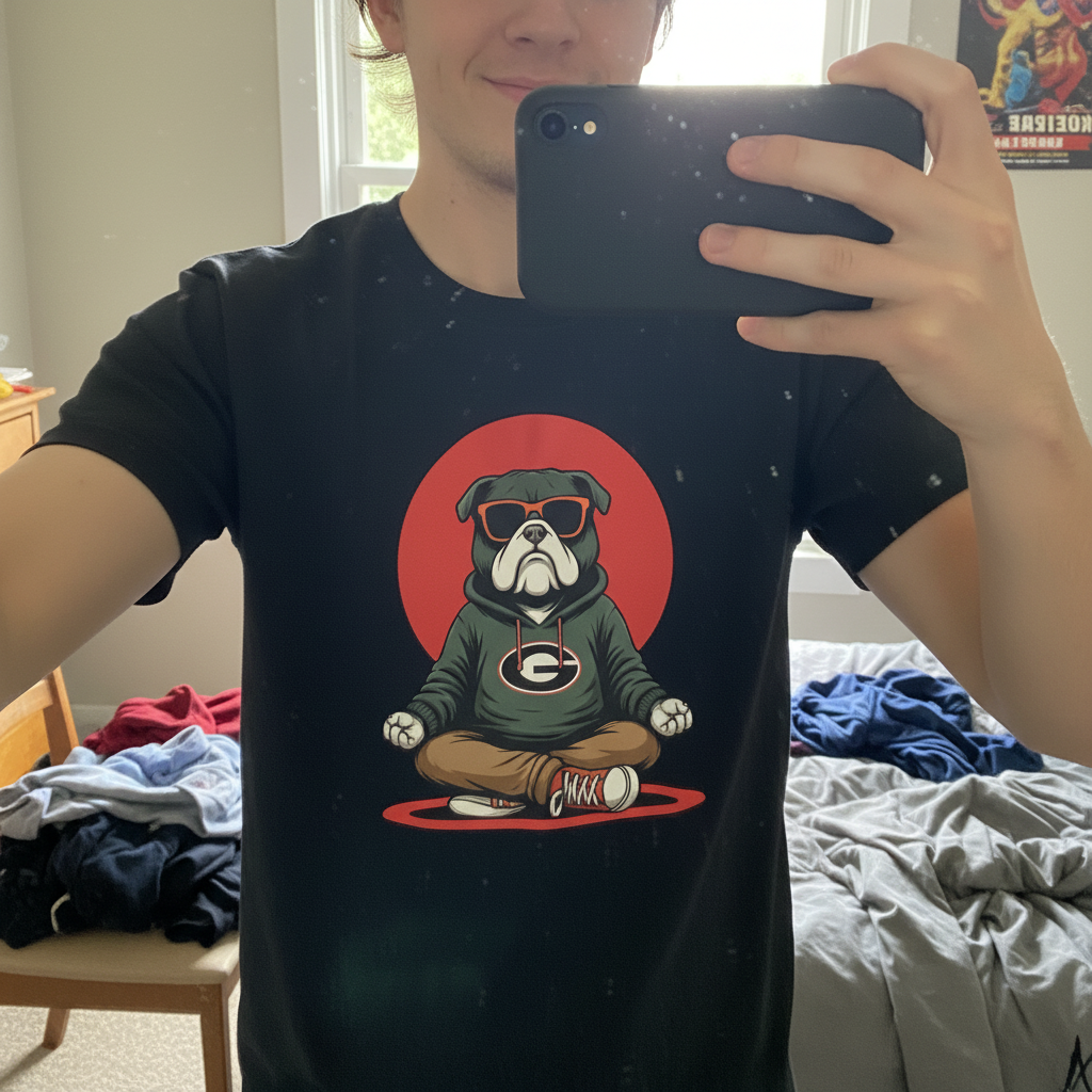 Meditating Bulldog Black Essential T Shirt Funny Graphic Print