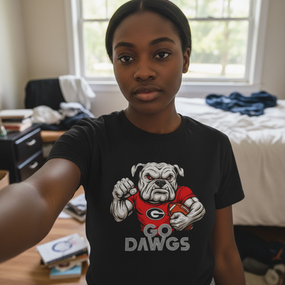Go Dawgs Bulldog Football Tee Mens Red Classic Fit T-Shirt