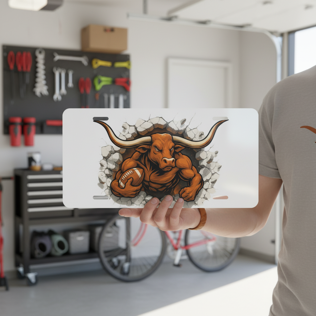 Texas Longhorns License Plate 6"x12" Car Tag | Front Plate for Hook 'em Fans