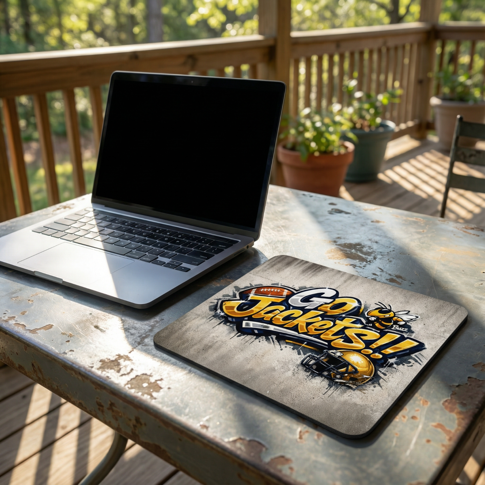 Go Jackets Graffiti Style Mousepad Football Buzz Mascot Desk Mat Fan Gear