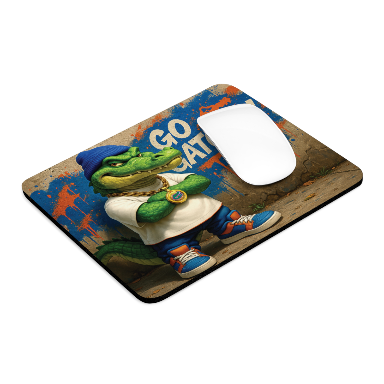 Go Gator Swag Mouse Pad - Street Style Alligator - Orange & Blue Desk Access