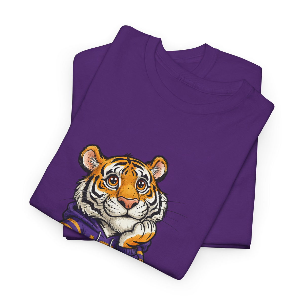 Purple Unisex T-Shirt with Cute Cartoon Tiger – Bold Fan Style - Beyond Lines
