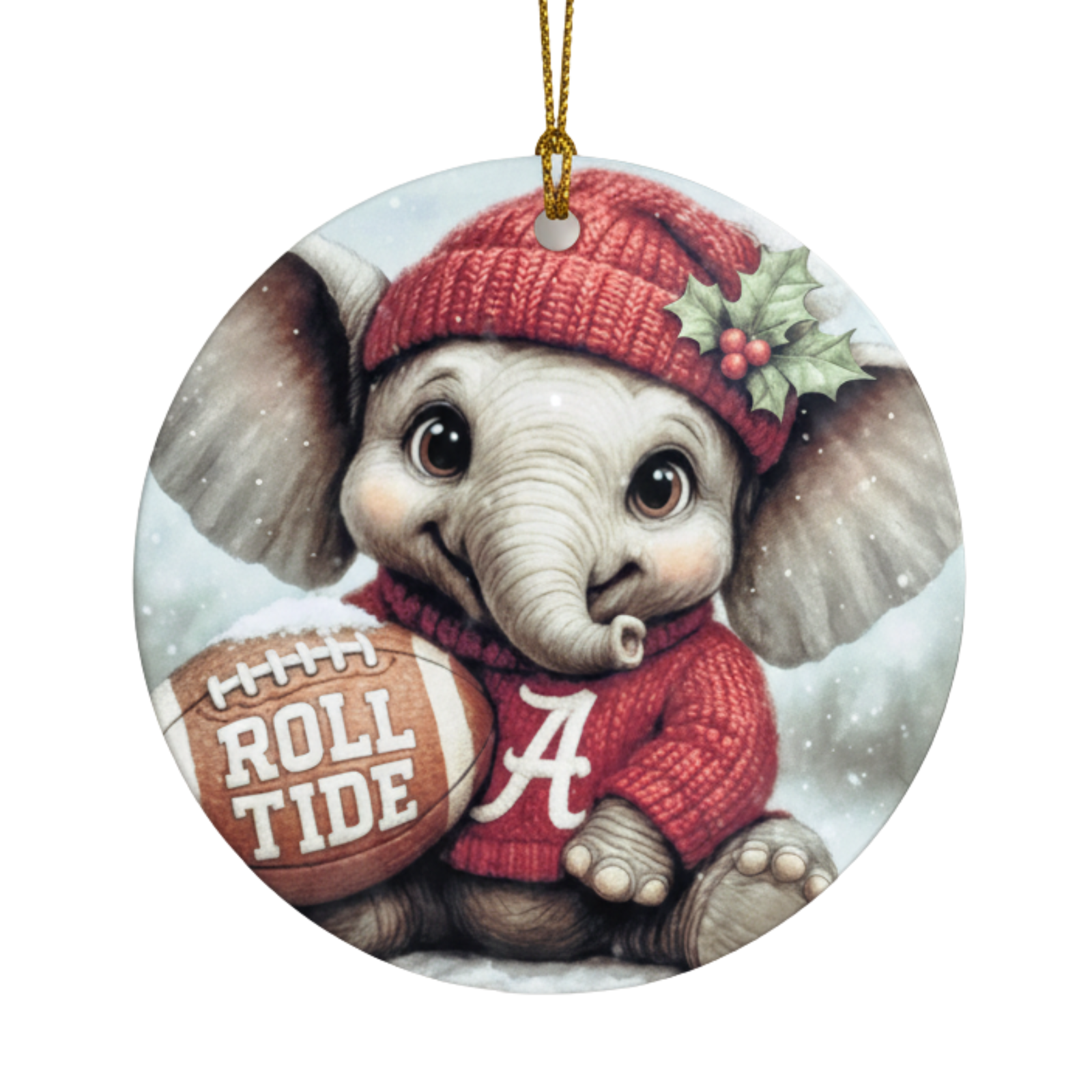 Alabama Crimson Tide Christmas Ornament – 3.5" Double-Sided Elephant Fan Decor
