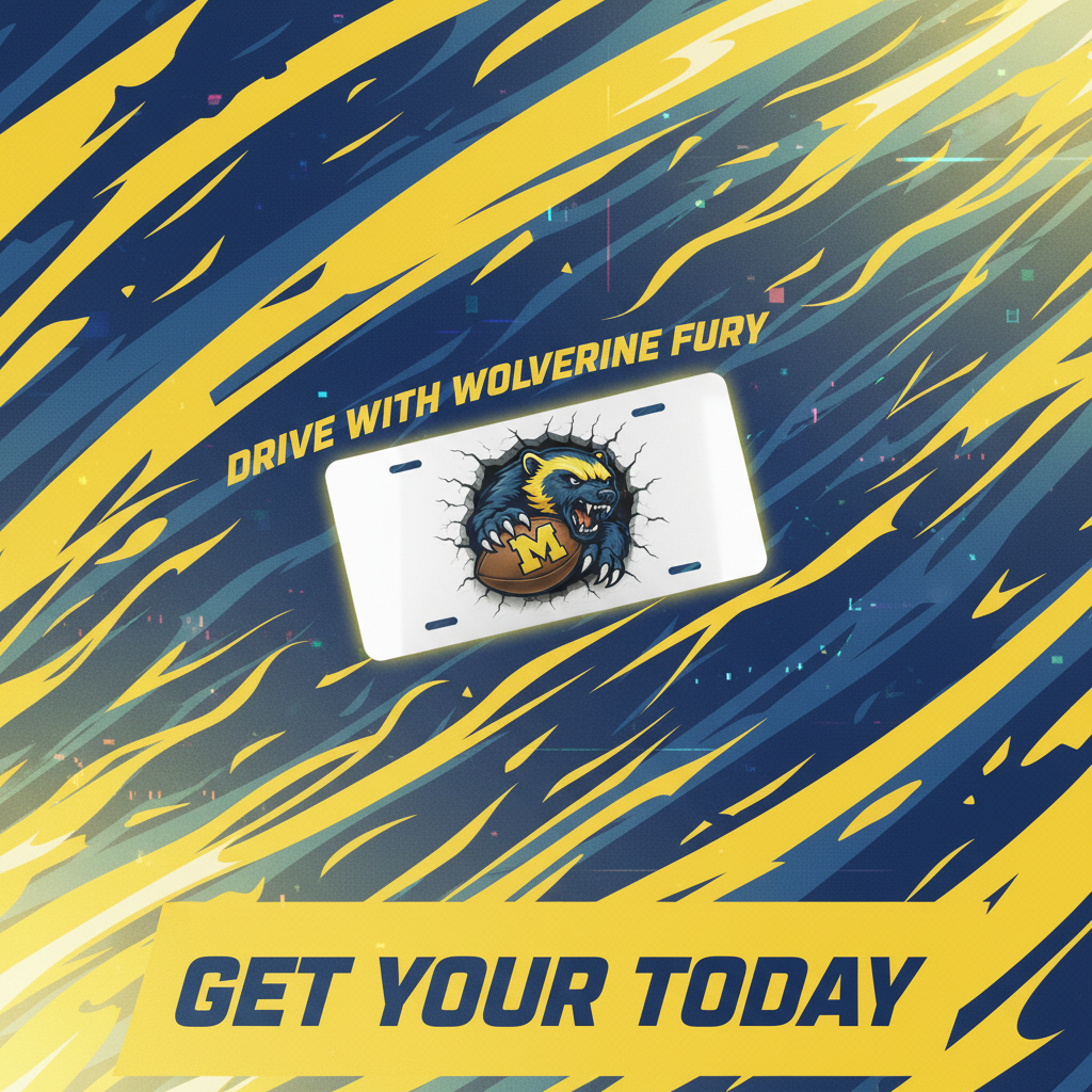 Michigan Wolverines License Plate 6x12 Car Tag | Metal Front Plate for Fans