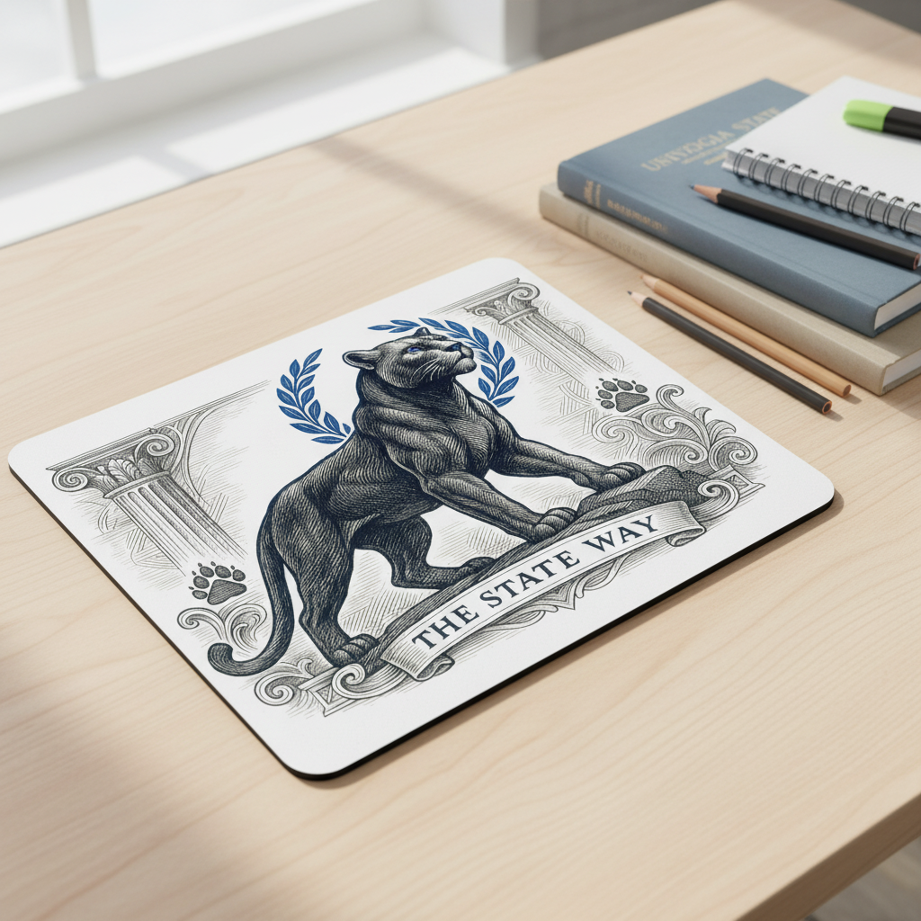 Georgia State Panther Mouse Pad 9.5"x8" Pounce Fan Gift - Desk Accessory