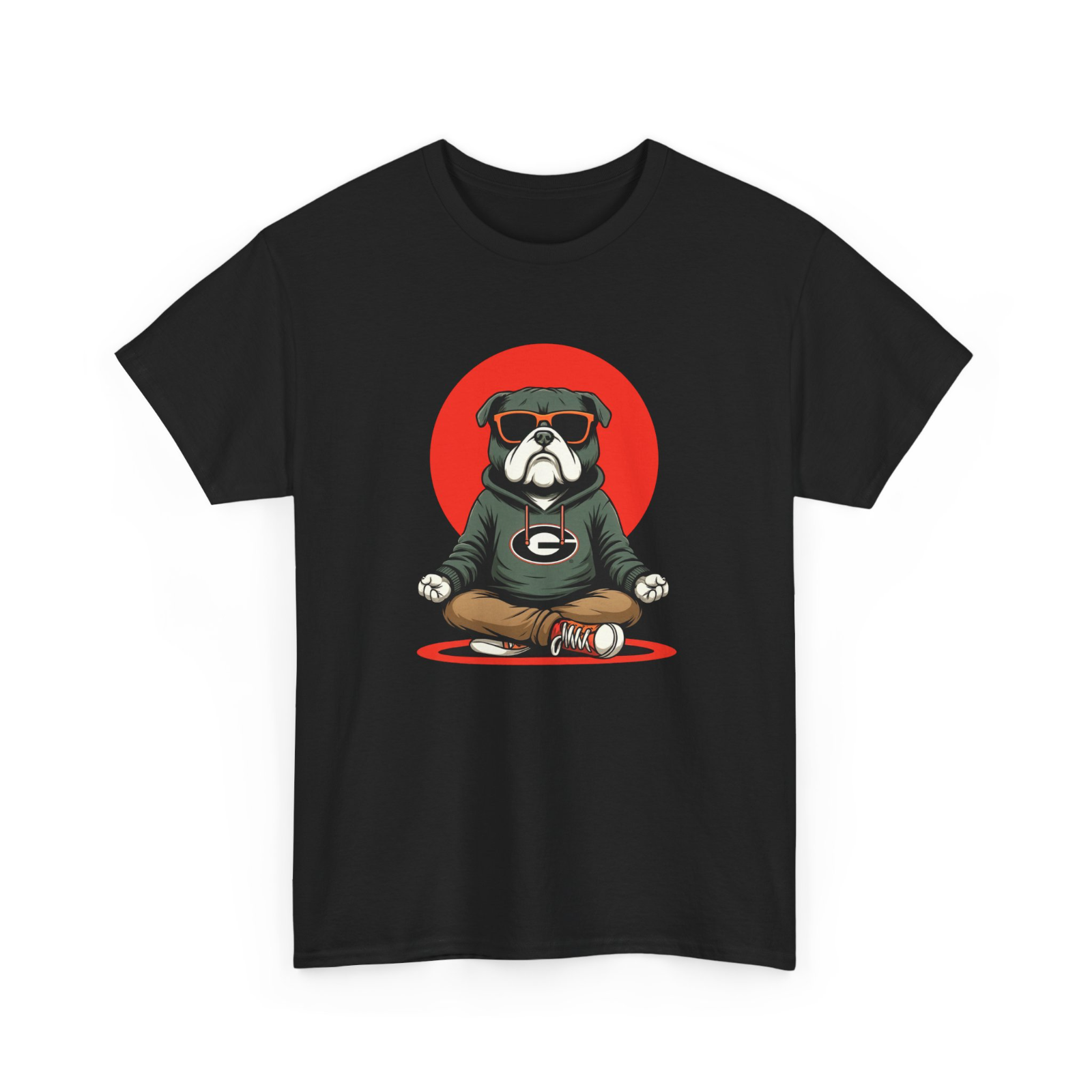 Meditating Bulldog Black Essential T Shirt Funny Graphic Print