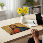 Jesus Christ Icon Art – Divine Inspiration Desk Accessory Gift - Mouse Pad 9.5x8 - Beyond Lines