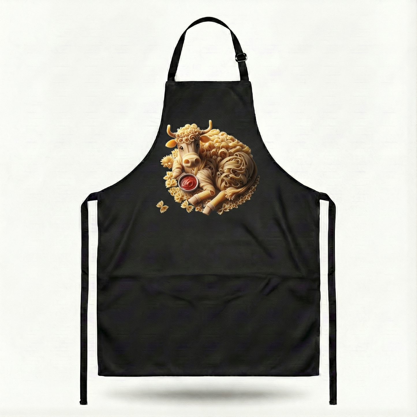 Pasta Animal Chef Apron Black Bib Adjustable Pockets Funny Kitchen Cook Gift