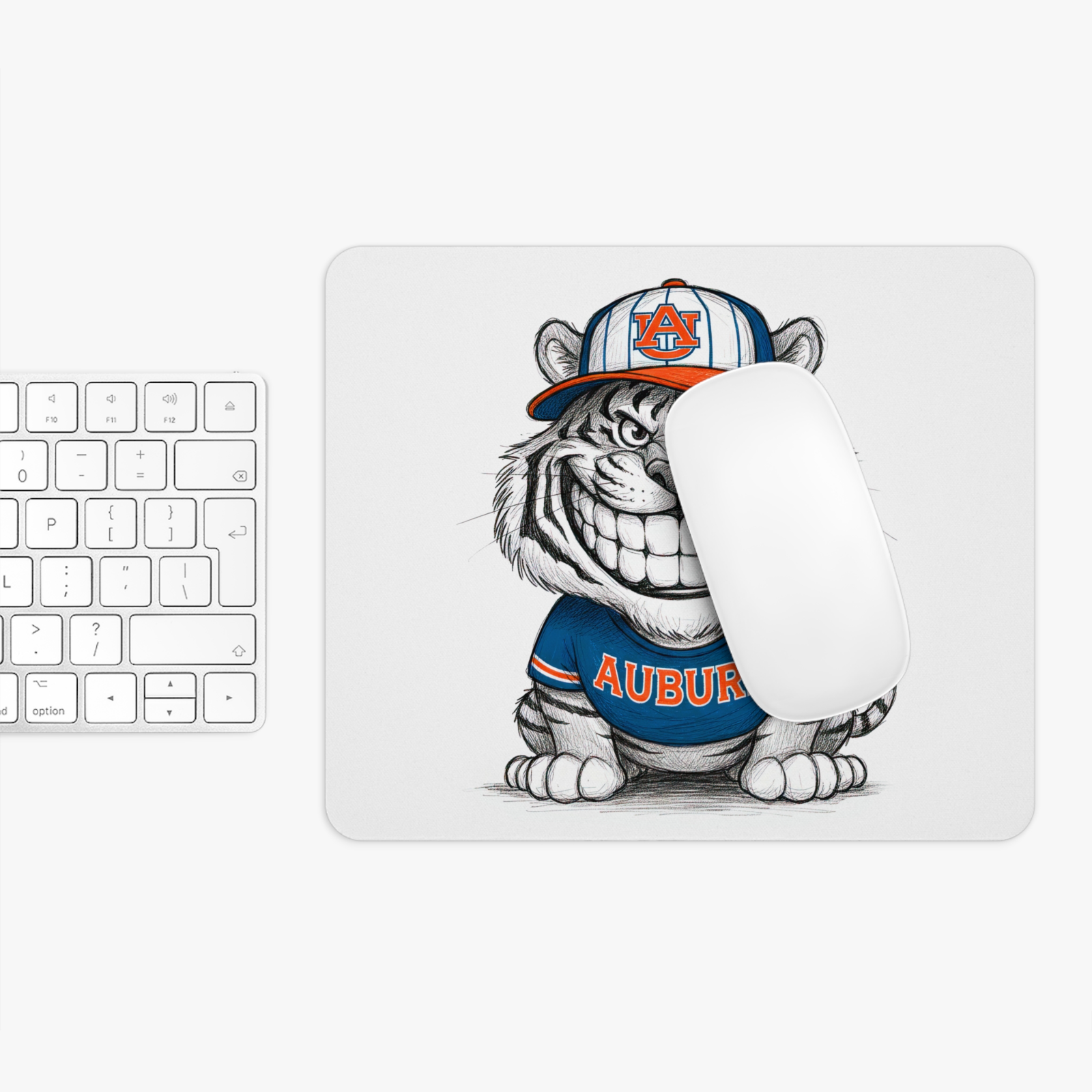Auburn Tiger Grin Mouse Pad 9.5x8 Inch Standard Rectangular Smooth Surface