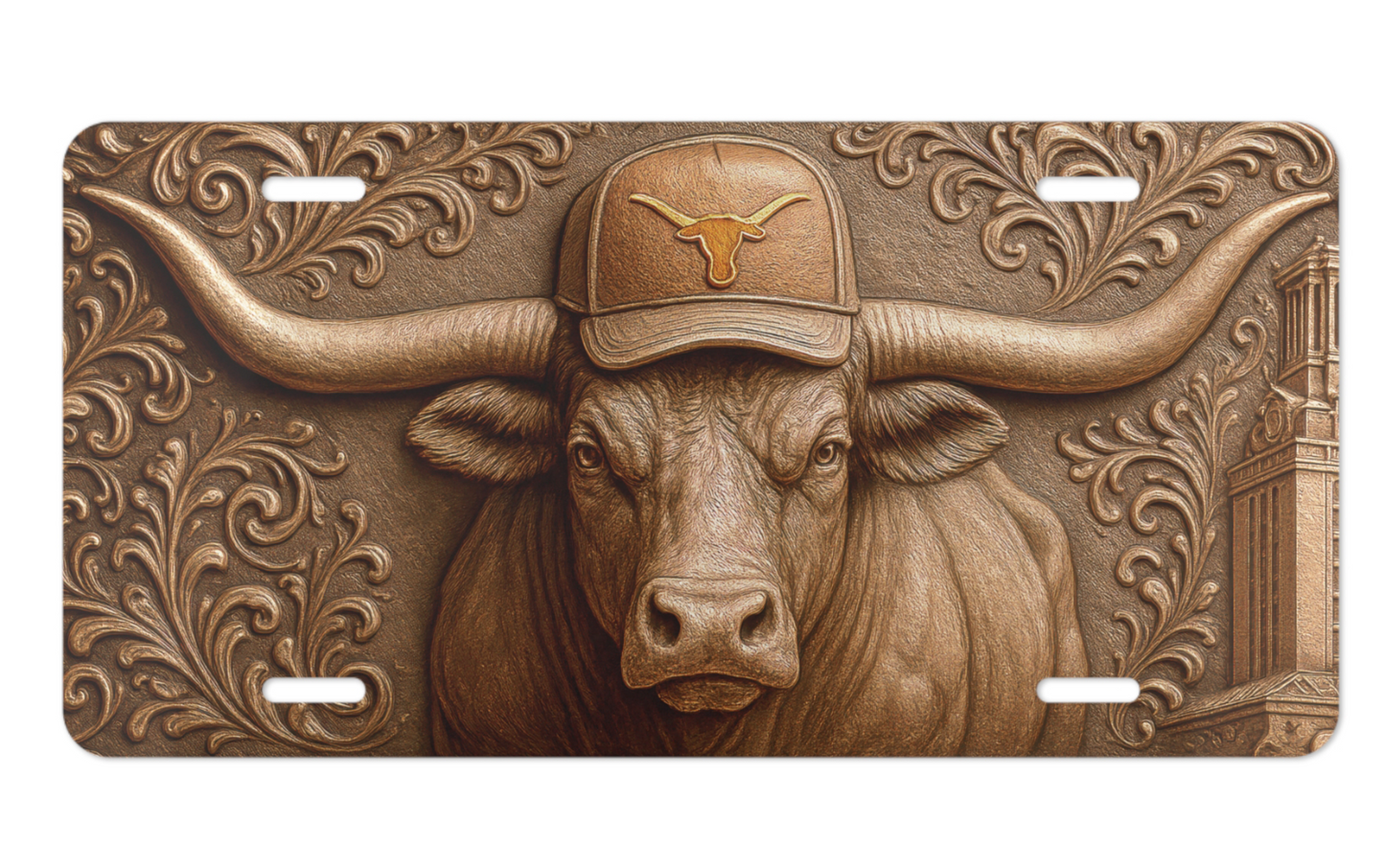Texas Longhorns License Plate 6"x12" Car Tag | Flat Front Plate for Fans