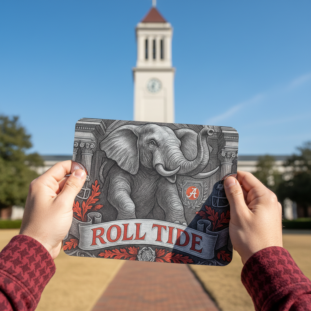 Roll Tide Mouse Pad 9.5"x8" • Crimson & Gray Desk Mat • Non-Slip Gaming Gift