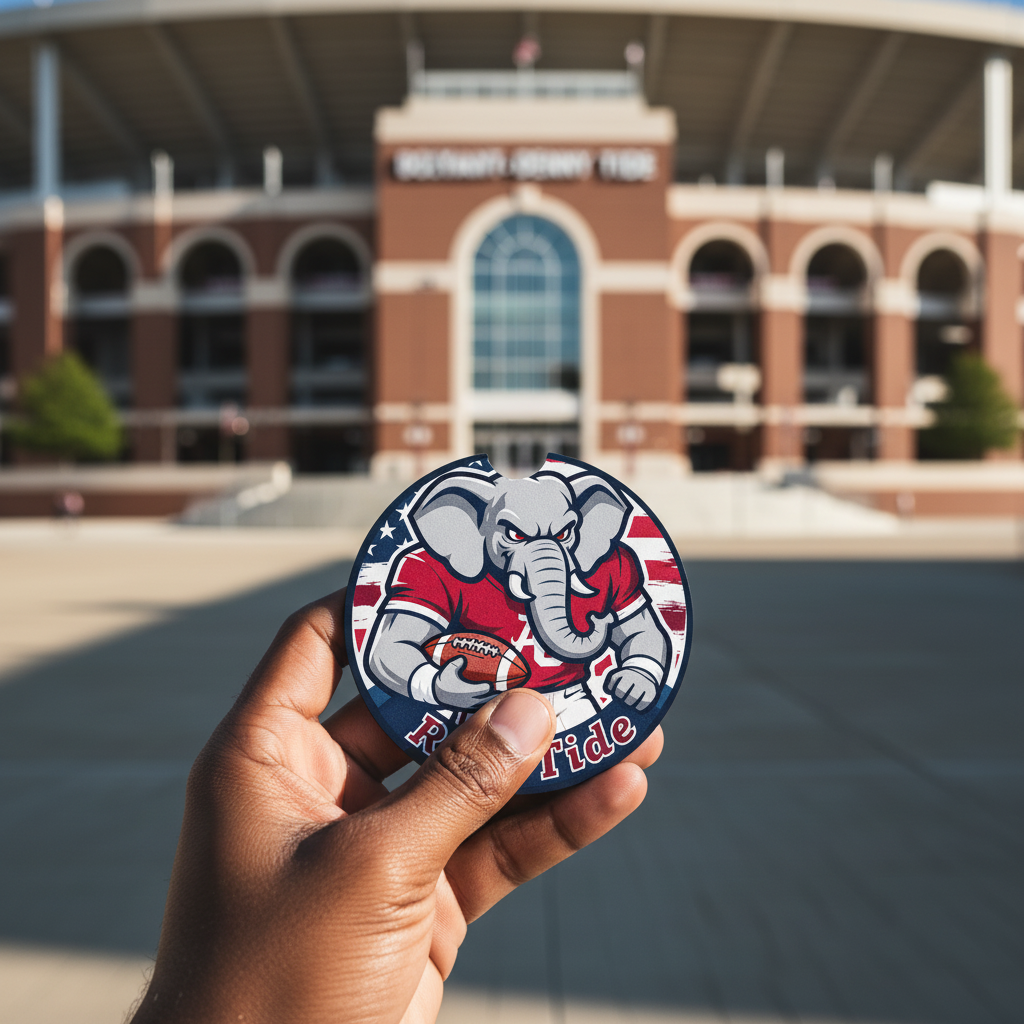 Roll Tide Car Coasters 2-Pack | 2.75" Crimson Elephant Cup Holder Inserts