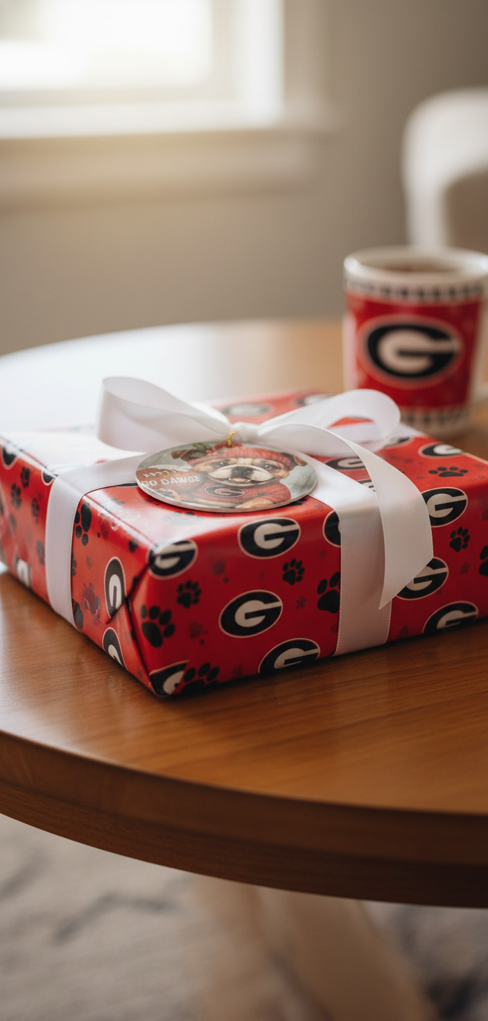 Georgia Bulldogs Christmas Ornament – 3.5" Double‑Sided Bulldog Holiday Decor