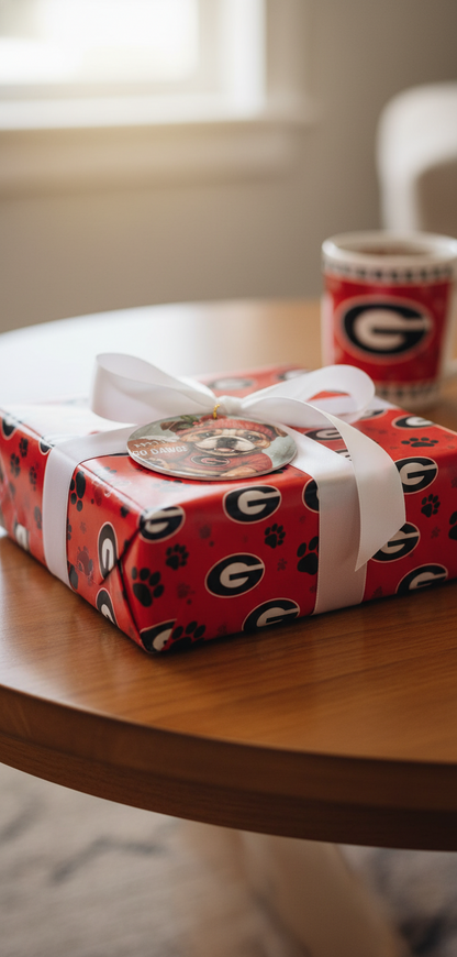 Georgia Bulldogs Christmas Ornament – 3.5" Double‑Sided Bulldog Holiday Decor