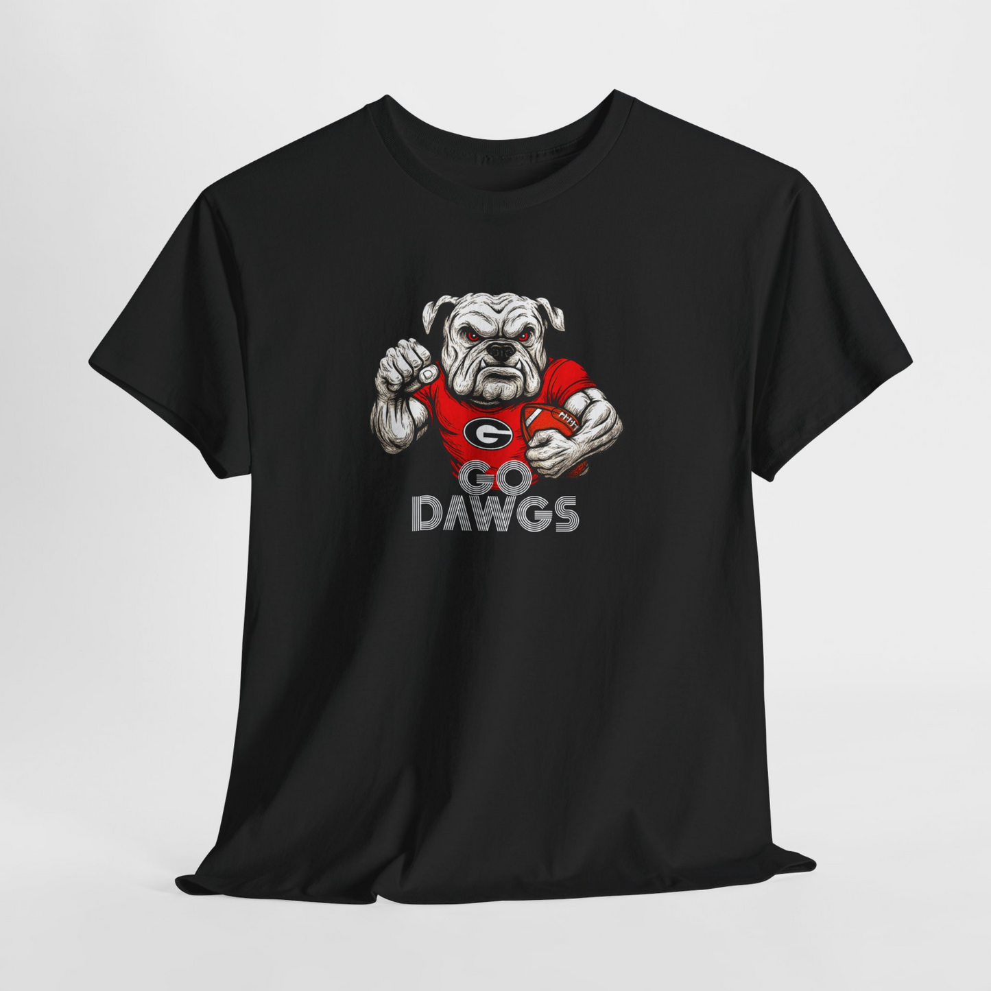 Go Dawgs Bulldog Football Tee Mens Red Classic Fit T-Shirt