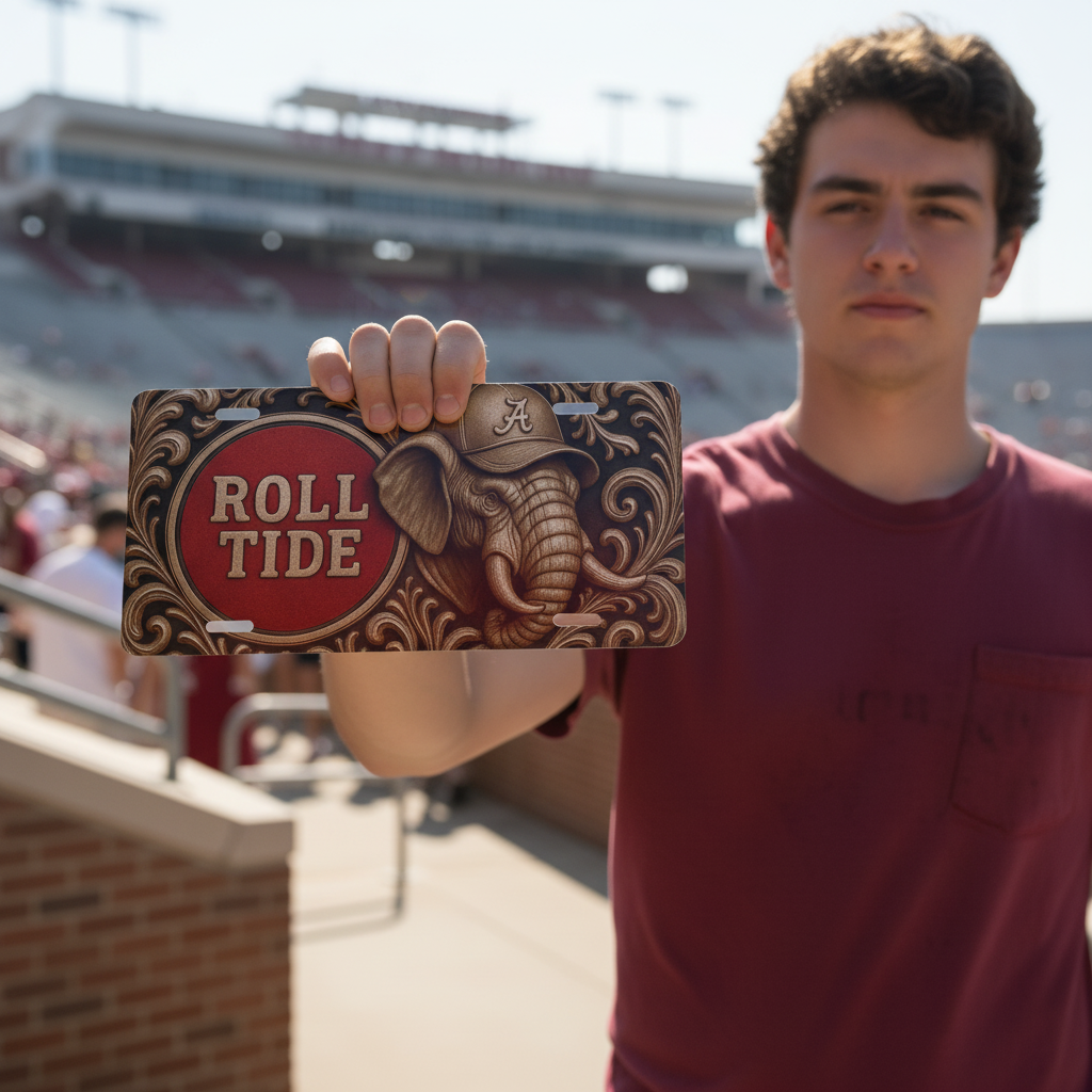 Alabama Roll Tide Fan License Plate 6"x12" Car Tag | BAMA Nation | Not 3D | Flat