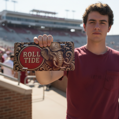 Alabama Roll Tide Fan License Plate 6"x12" Car Tag | BAMA Nation | Not 3D | Flat
