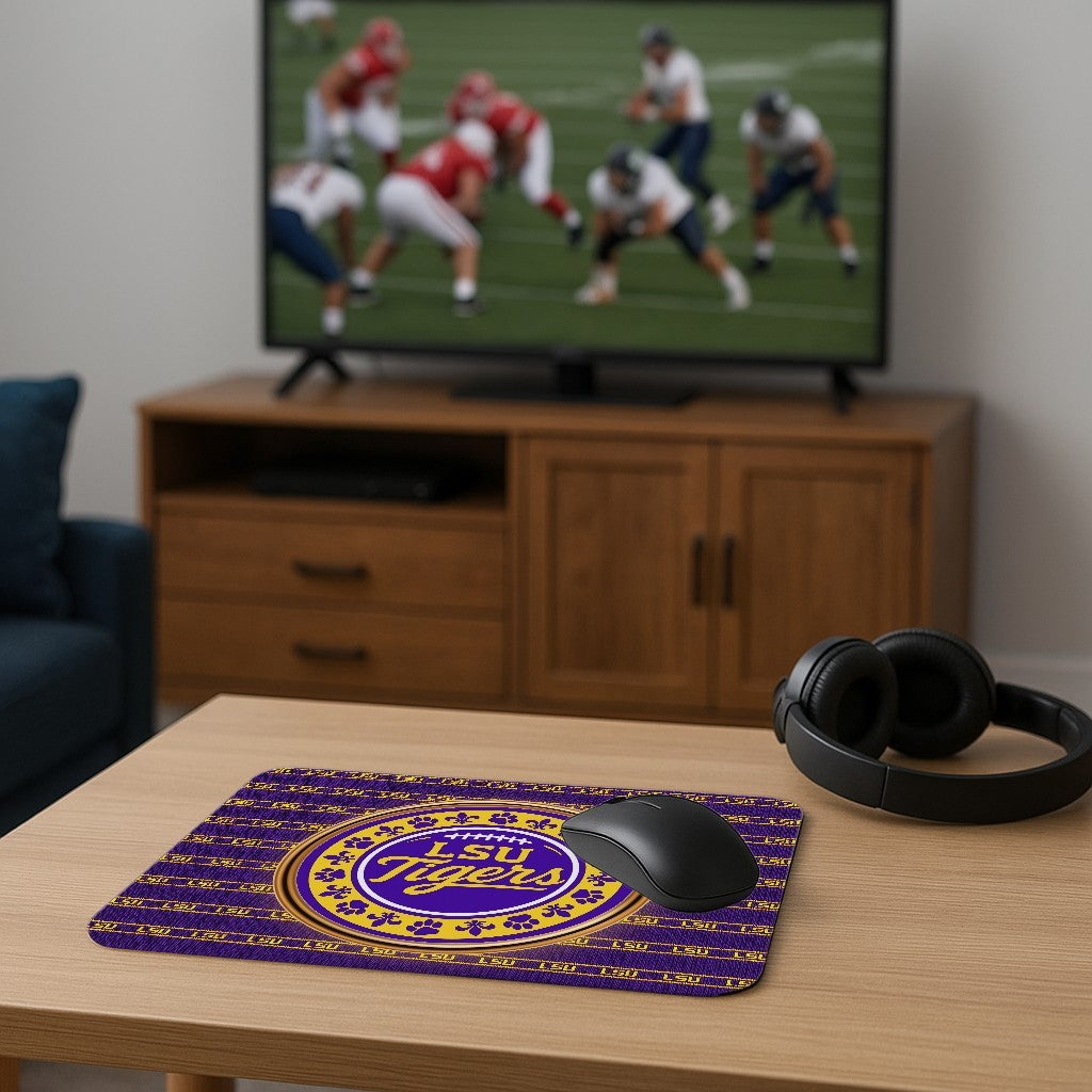 LSU Tigers Mouse Pad 9x7.5" – Non-Slip Football Desk Mat for Office & Gaming
