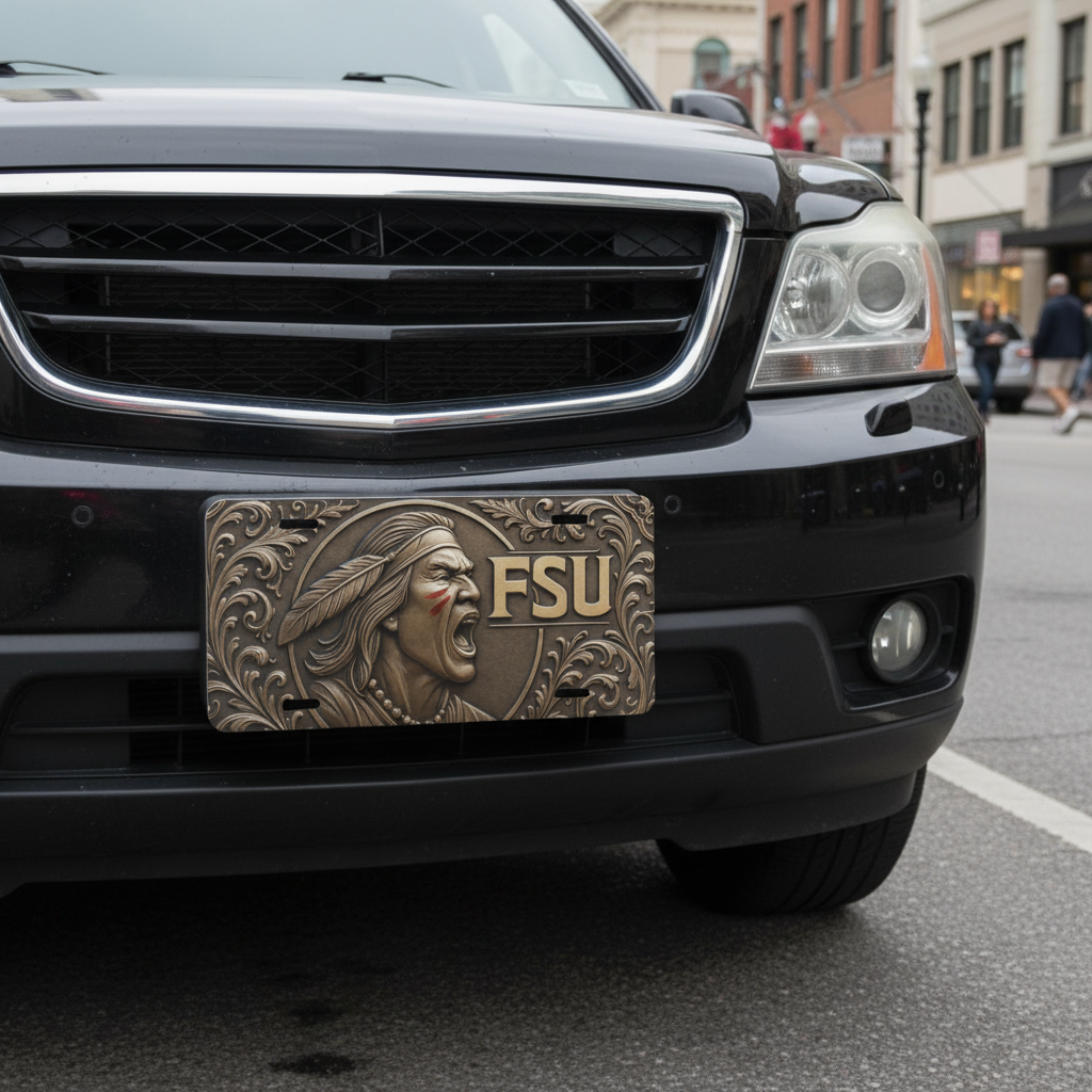 FSU License Plate 6"x12" Aluminum Car Tag | Metal Front Plate for Fans | Flat - Beyond Lines