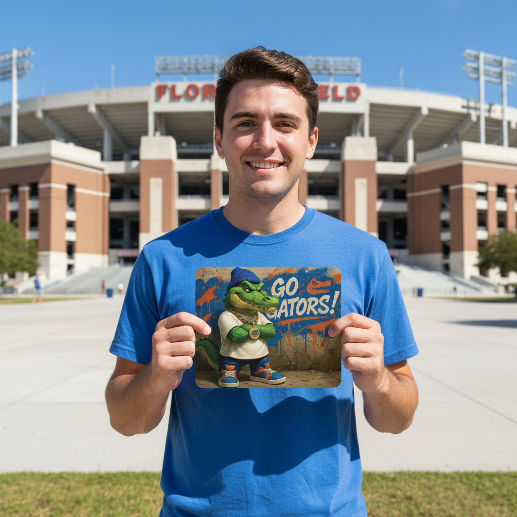 Go Gator Swag Mouse Pad - Street Style Alligator - Orange & Blue Desk Access