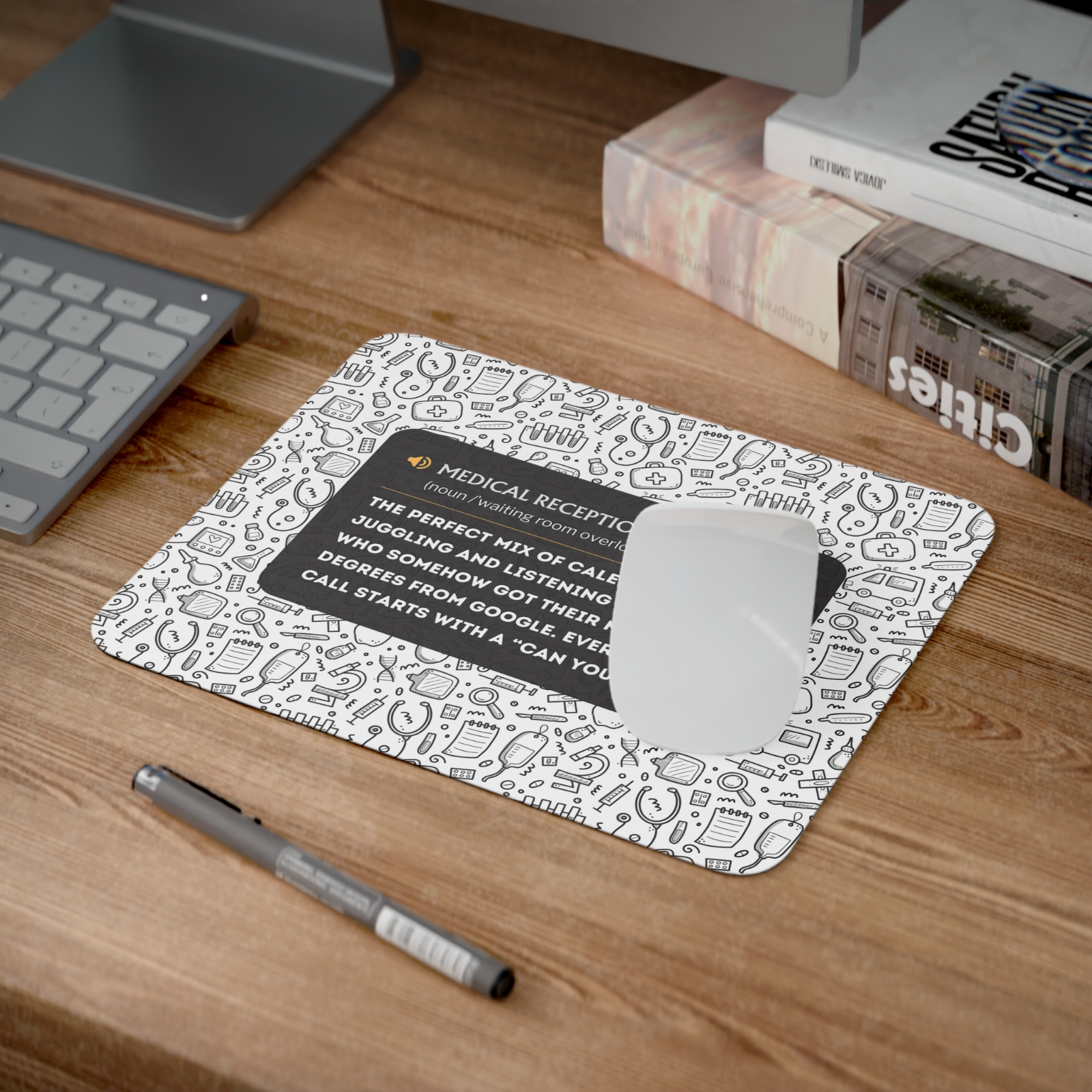 Funny Medical Receptionist Mouse Pad - Non-Slip & Spill-Resistant, Office Gift