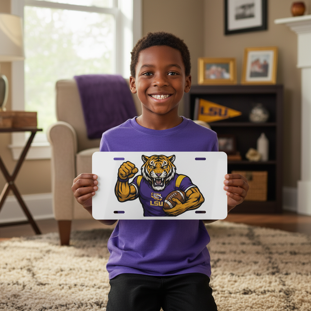 LSU Tigers License Plate | 6"x12" Car Tag | Mike the Tiger Front Plate for Fans