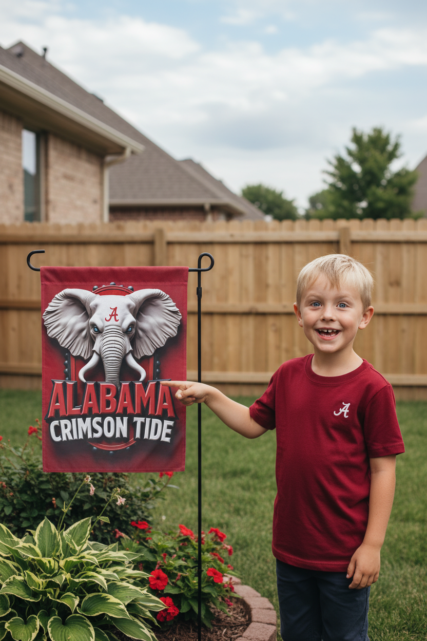 Alabama Crimson Tide Garden Flag 12"x18" Double-Sided Yard Decor - Roll Tide