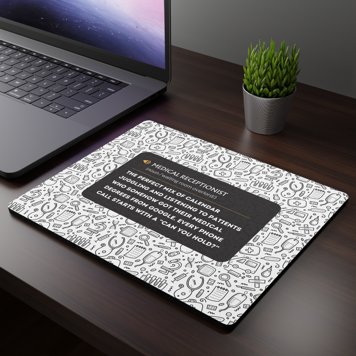Funny Medical Receptionist Mouse Pad - Non-Slip & Spill-Resistant, Office Gift - Beyond Lines