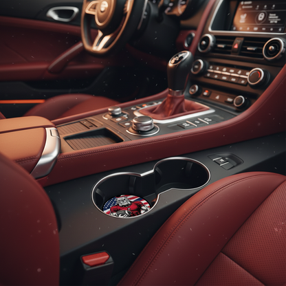 Go Dawgs Car Coasters 2-Pack • 2.75" Bulldog Football Flag Cup Holder Inserts