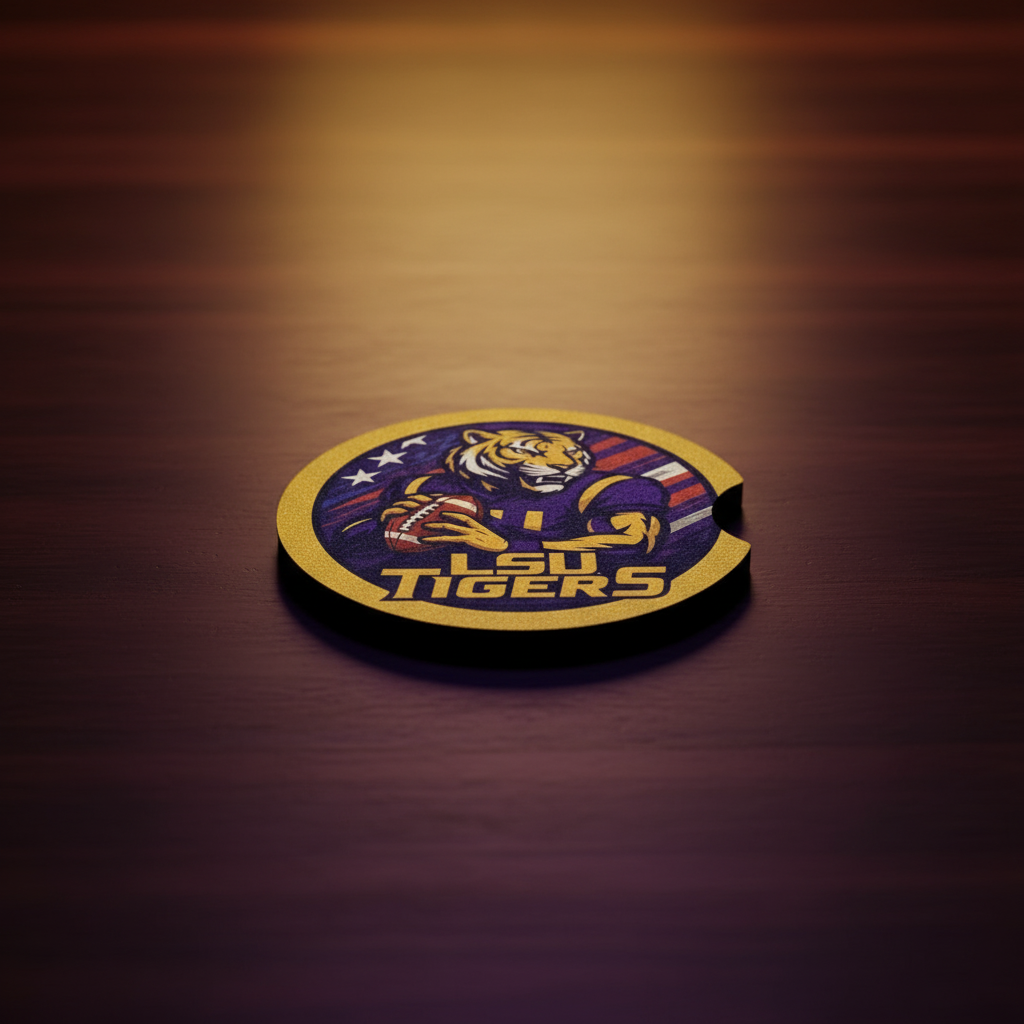 LSU Tigers Car Coasters 2-Pack | Car Cup Holder Inserts Geaux | Waterproof
