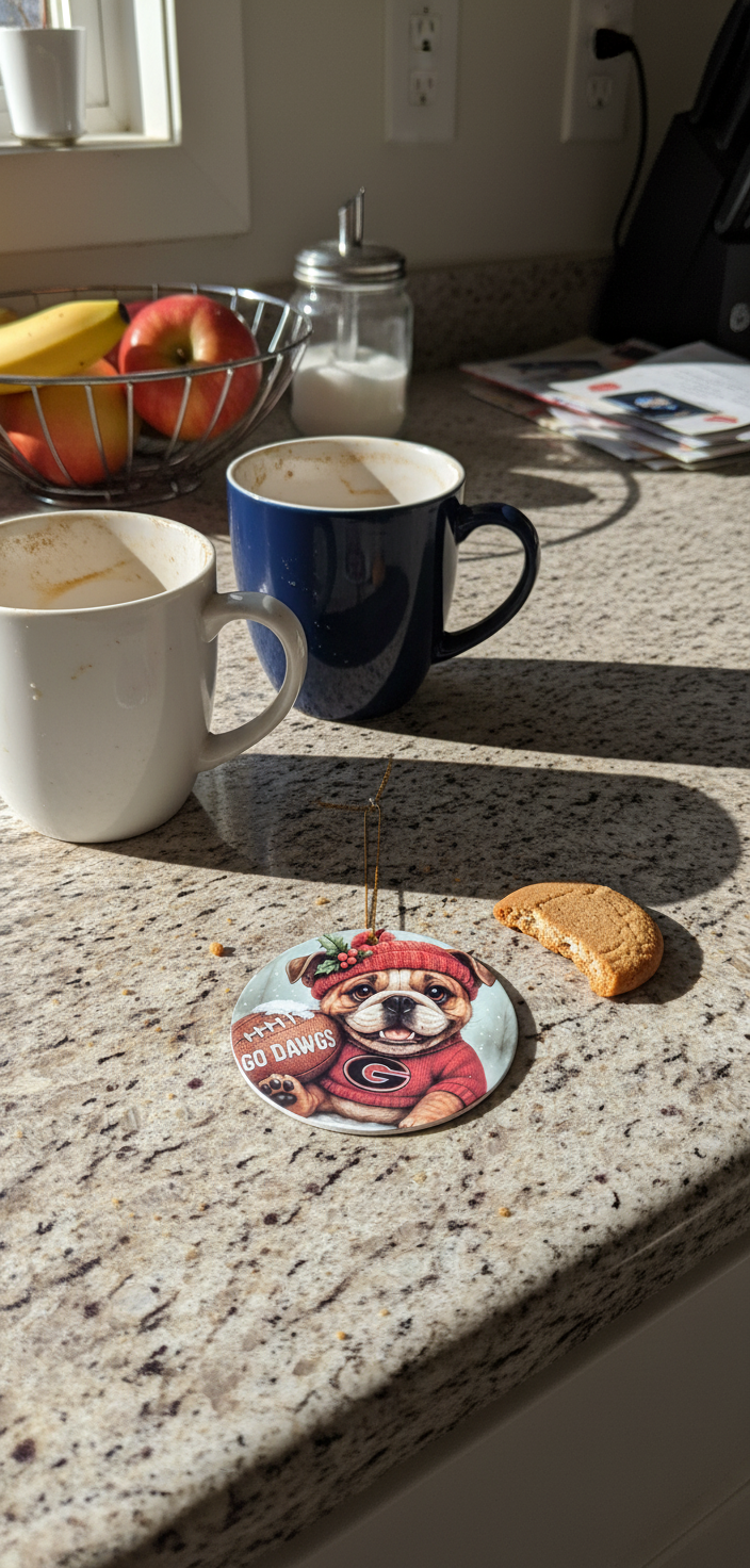 Georgia Bulldogs Christmas Ornament – 3.5" Double‑Sided Bulldog Holiday Decor