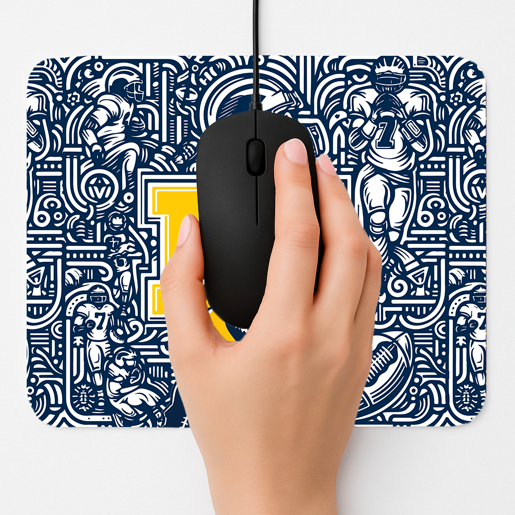 Michigan Wolverines Football Mouse Pad – 9″ x 7.5″, Non‑Slip Rubber Base, Smooth