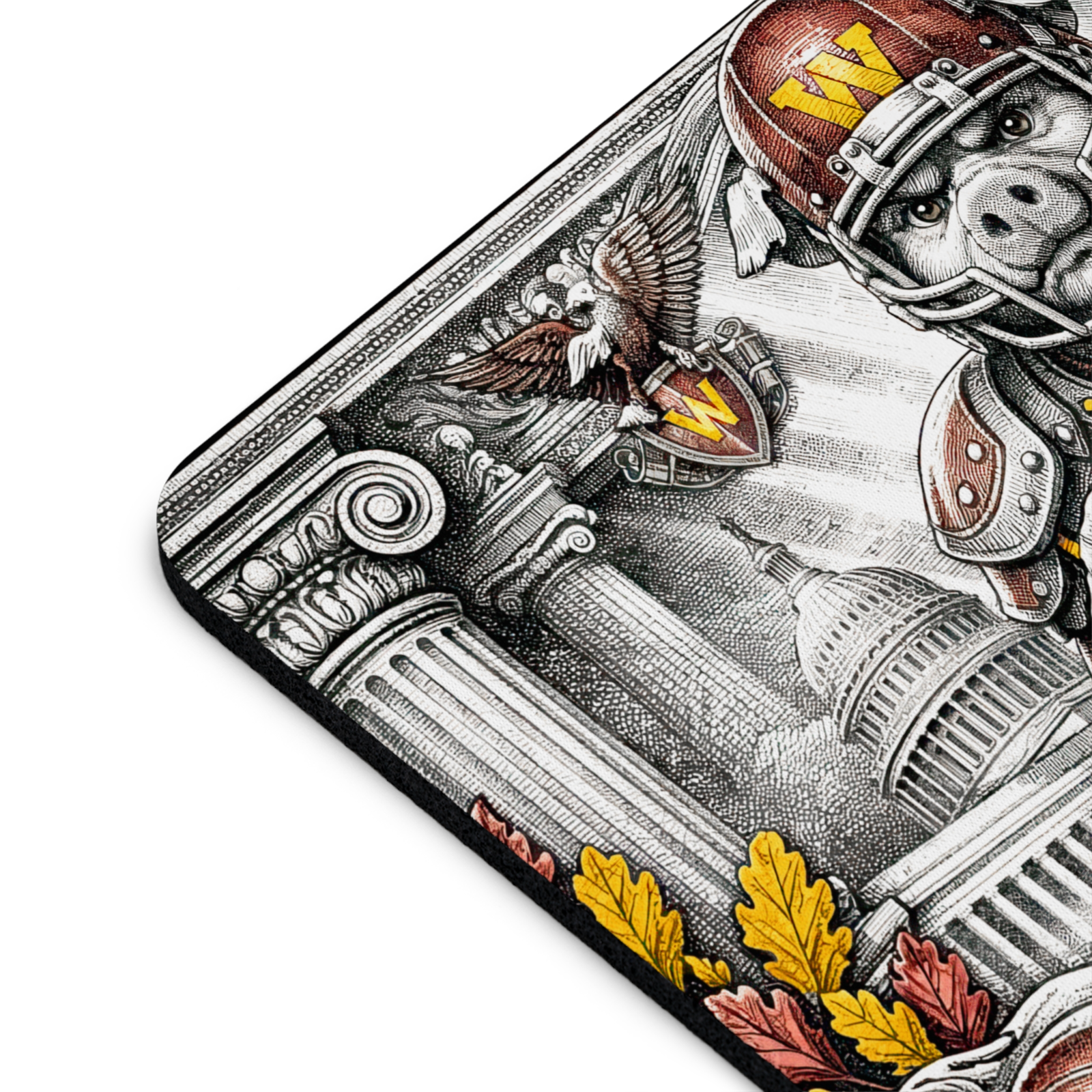 Washington Football Hog Mousepad - Command The Field Vintage Engraving Style Art