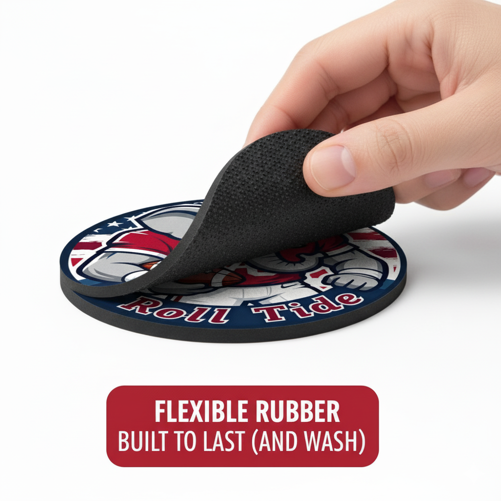 Roll Tide Car Coasters 2-Pack | 2.75" Crimson Elephant Cup Holder Inserts