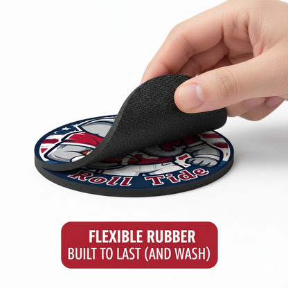 Roll Tide Car Coasters 2-Pack | 2.75" Crimson Elephant Cup Holder Inserts