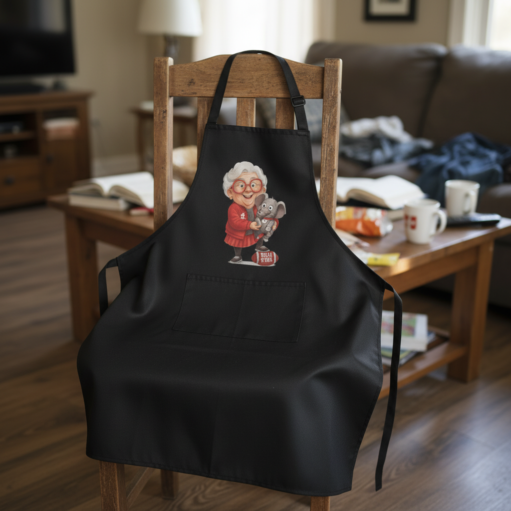 Alabama Crimson Tide Fan Apron - Black Polyester Cooking BBQ Gift with Pockets