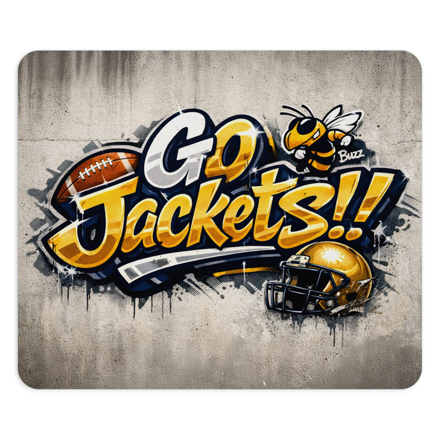 Go Jackets Graffiti Style Mousepad Football Buzz Mascot Desk Mat Fan Gear