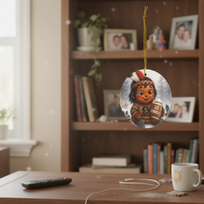 3.5" Round Aluminum Football Fan Ornament - Warrior Spirit College Decor Gift