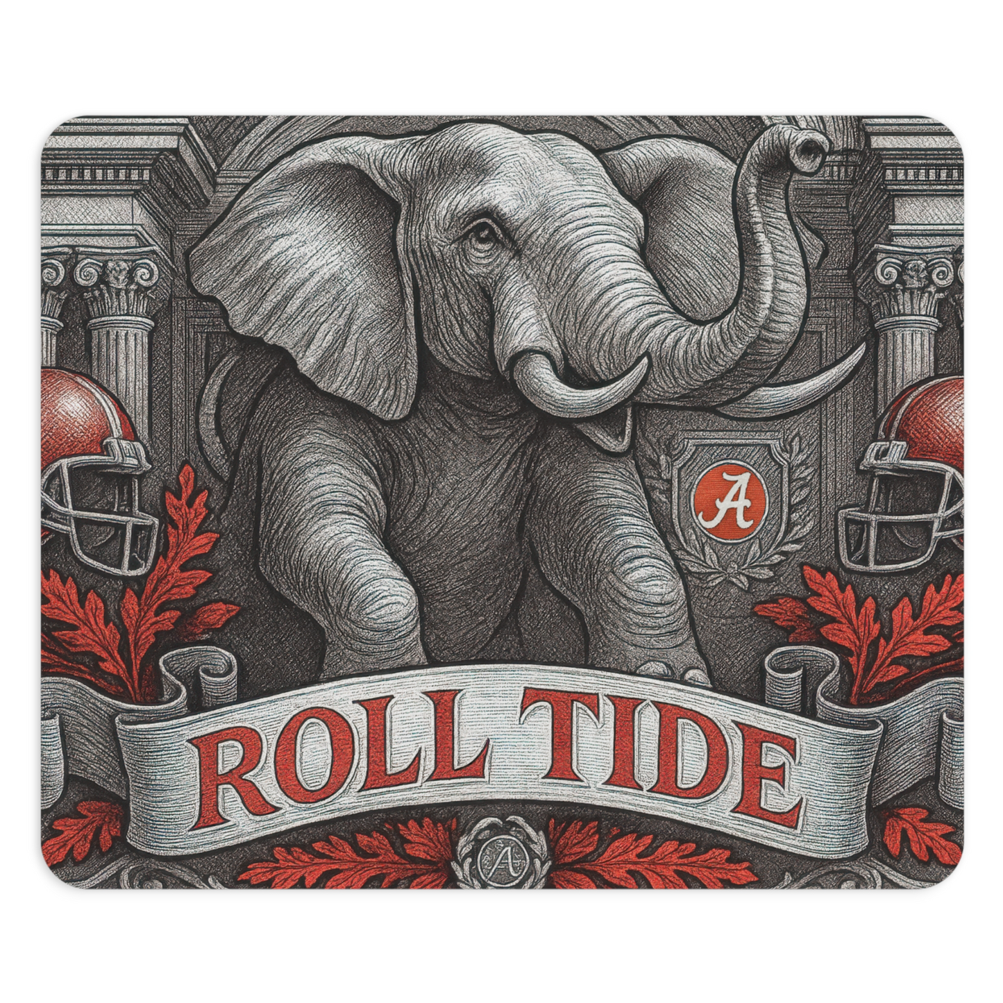 Roll Tide Mouse Pad 9.5"x8" • Crimson & Gray Desk Mat • Non-Slip Gaming Gift