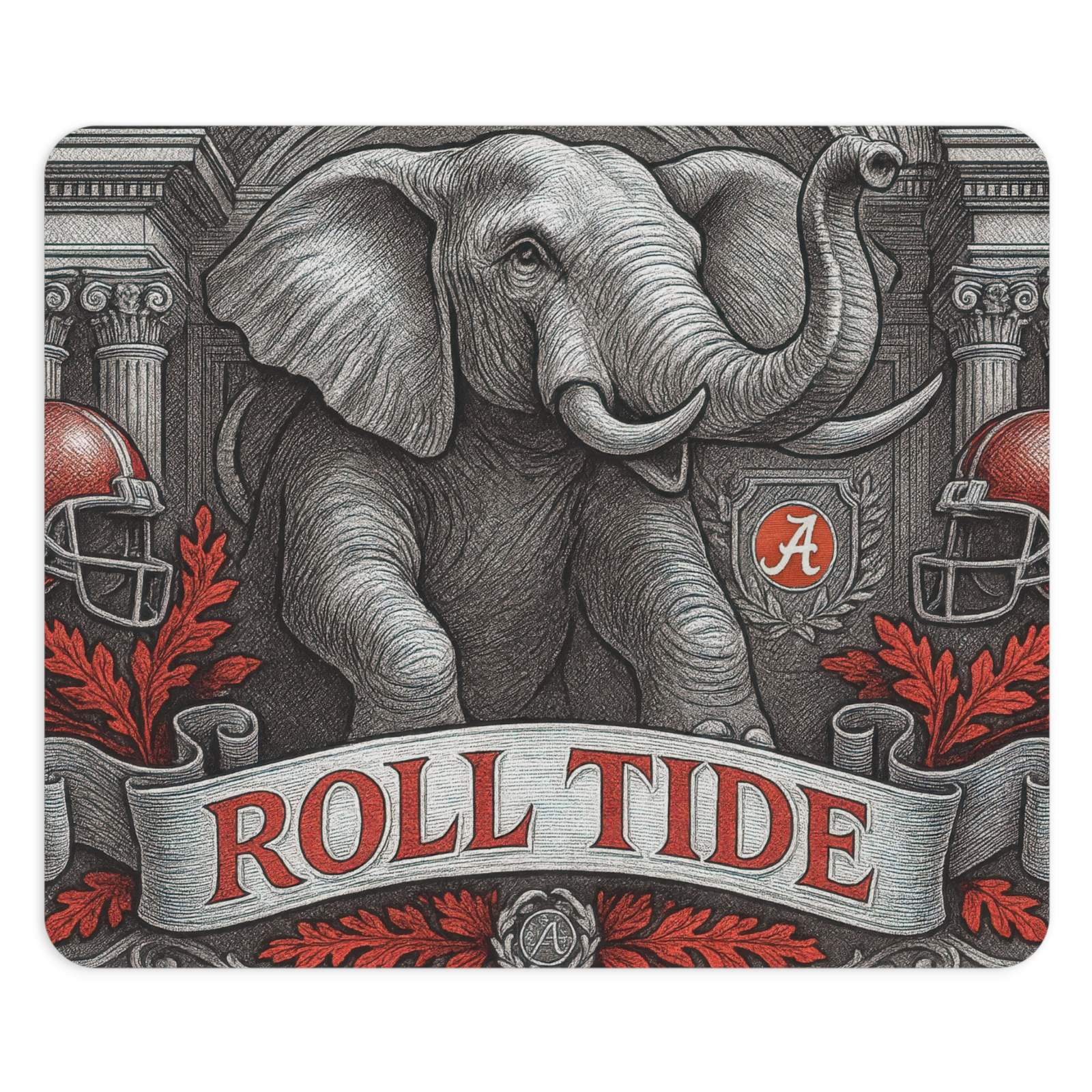 Roll Tide Mouse Pad 9.5"x8" • Crimson & Gray Desk Mat • Non-Slip Gaming Gift