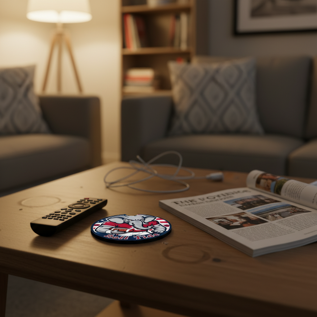 Roll Tide Car Coasters 2-Pack | 2.75" Crimson Elephant Cup Holder Inserts