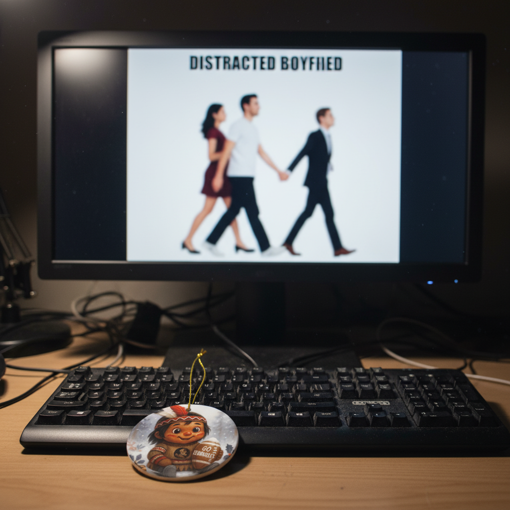 3.5" Round Aluminum Football Fan Ornament - Warrior Spirit College Decor Gift