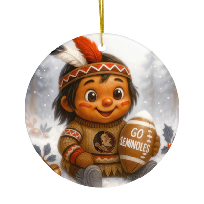 3.5" Round Aluminum Football Fan Ornament - Warrior Spirit College Decor Gift