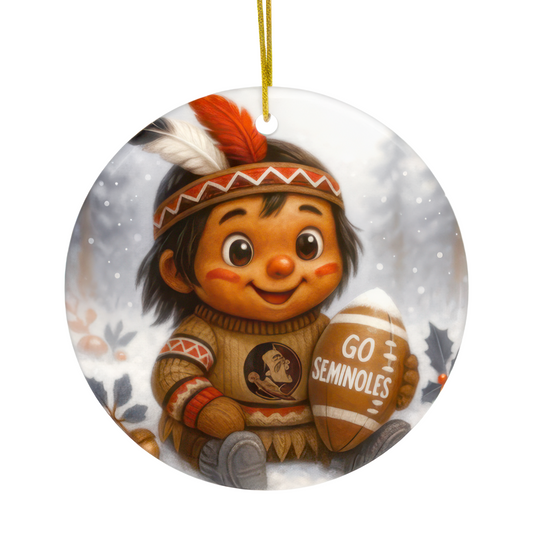 3.5" Round Aluminum Football Fan Ornament - Warrior Spirit College Decor Gift