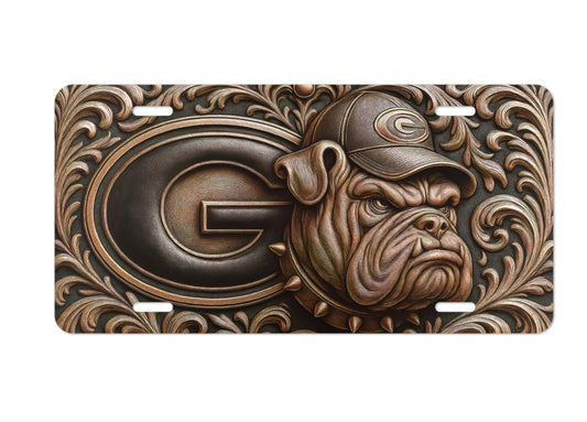 Georgia Bulldogs 3D Style Metal License Plate 6"x12" | UGA Fan Gift | Flat Plate