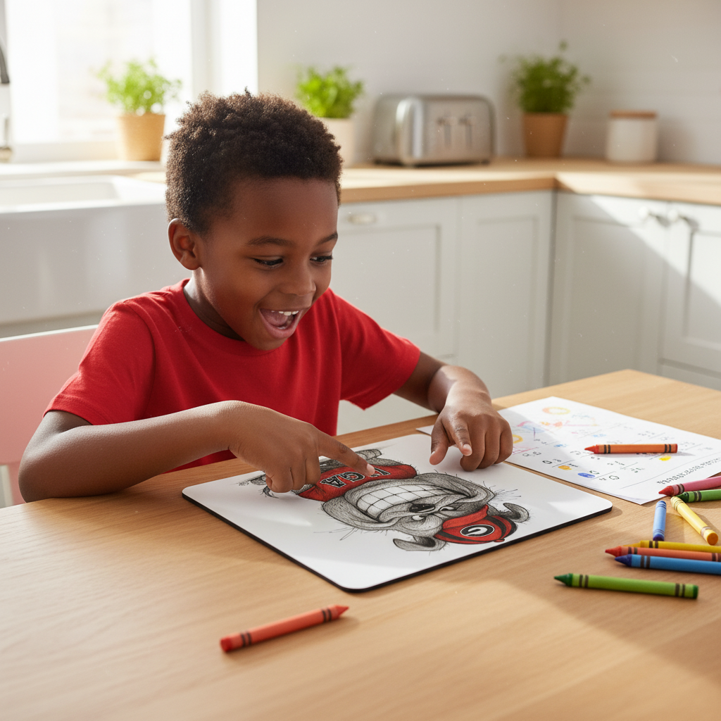 Georgia Bulldogs Line Art Mouse Pad – 9.5"x8" Waterproof Fun UGA Bulldog Design