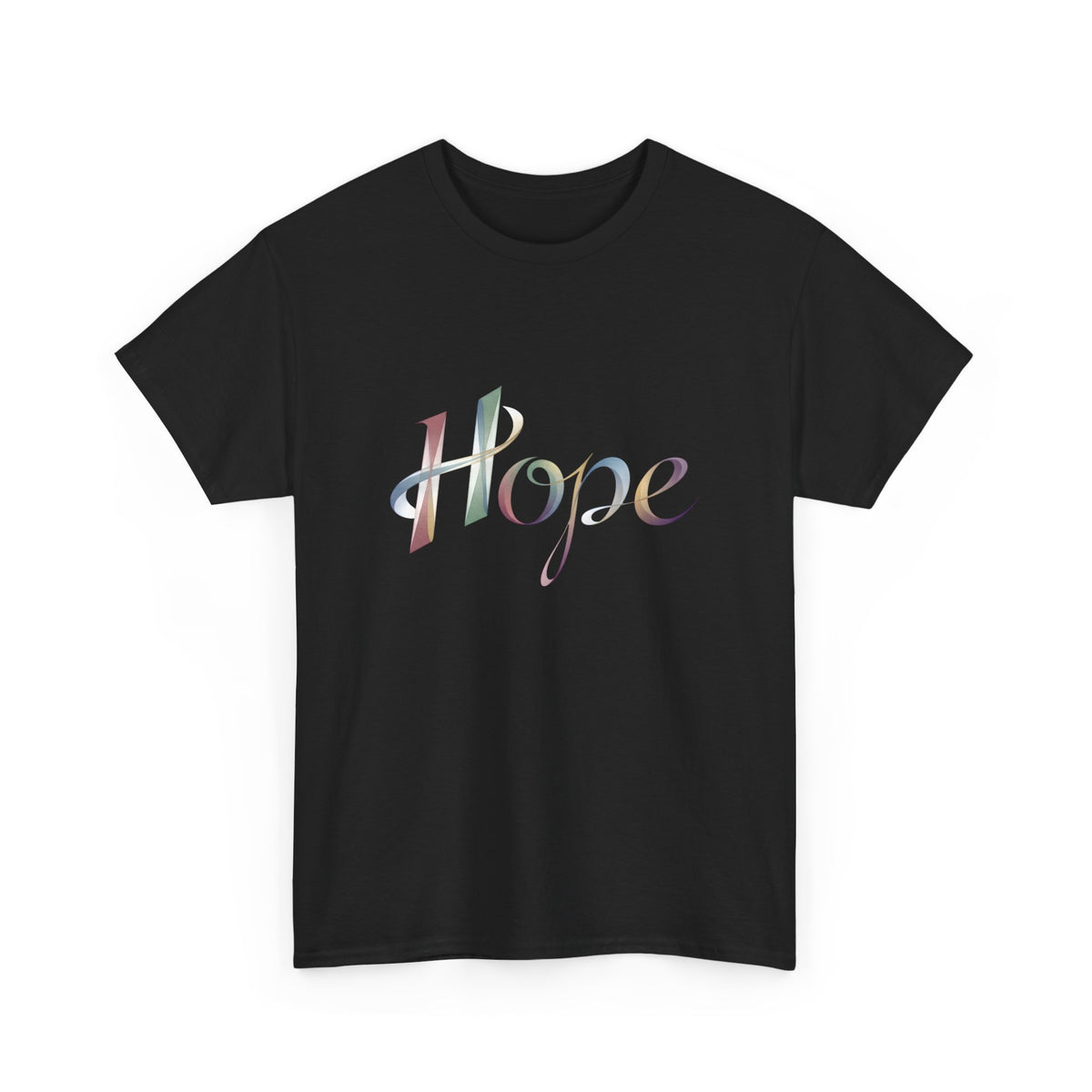 Hope Inspirational Graphic T-Shirt - Cotton Tee with Stylized Ribbon Typography - Motivational Positive Message Casual Top - Beyond Lines